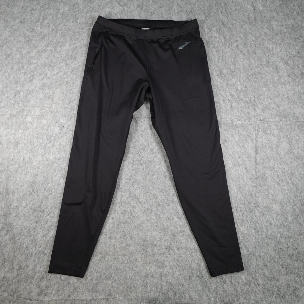 Brooks Pants Mens Large Black Momentum Thermal Fleece Lined Running Athletic
